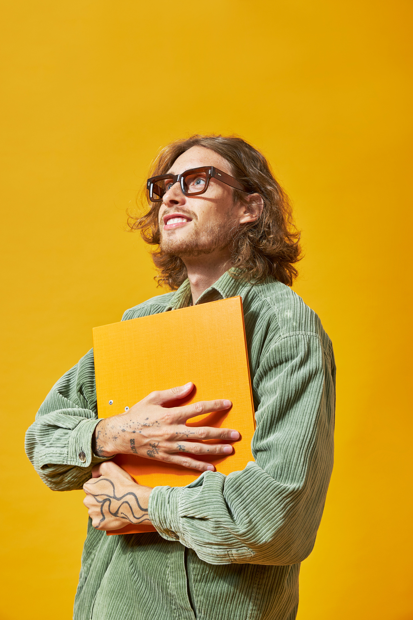 Business Man on Yellow Background